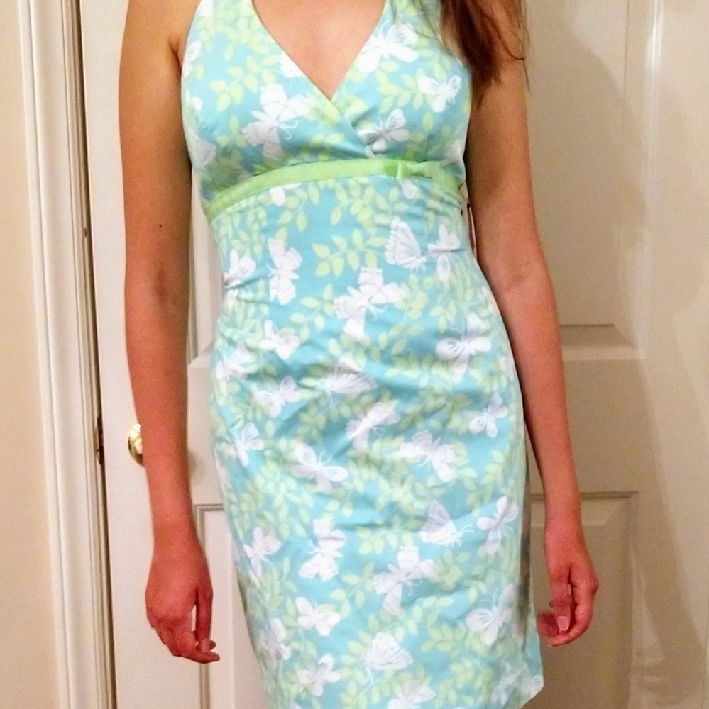 Lilly Pulitzer halter blue and green dress size 4